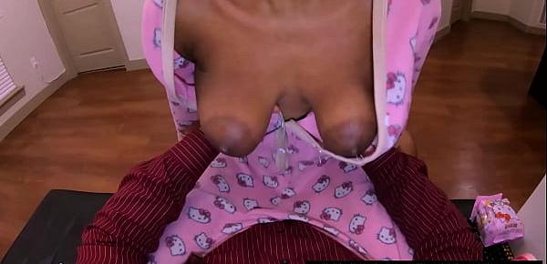  Give Me These Giant Titties Slut! My Black Stepdaughter Msnovember Riding My BBC Hard, Pretty Saggy Natural Boobs Bouncing While Penetrated Hardcore on Sheisnovember